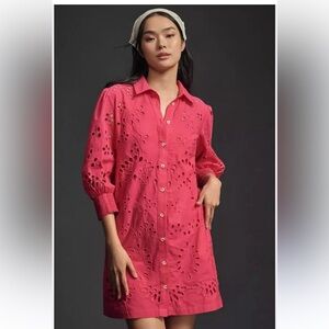 Anthropologie Fuchsia Eyelet Blouse
